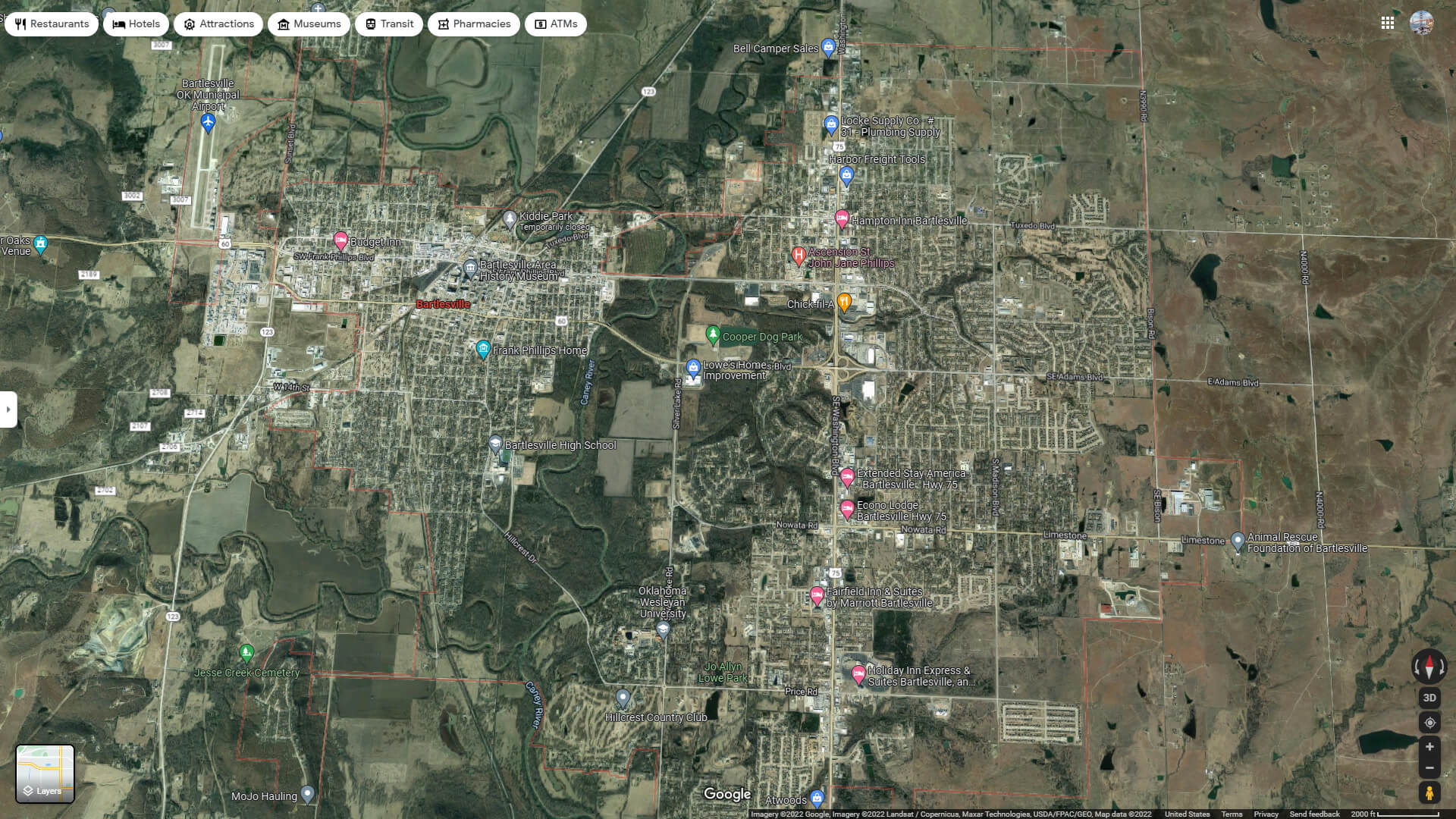 Bartlesville Aerial Map Oklahoma